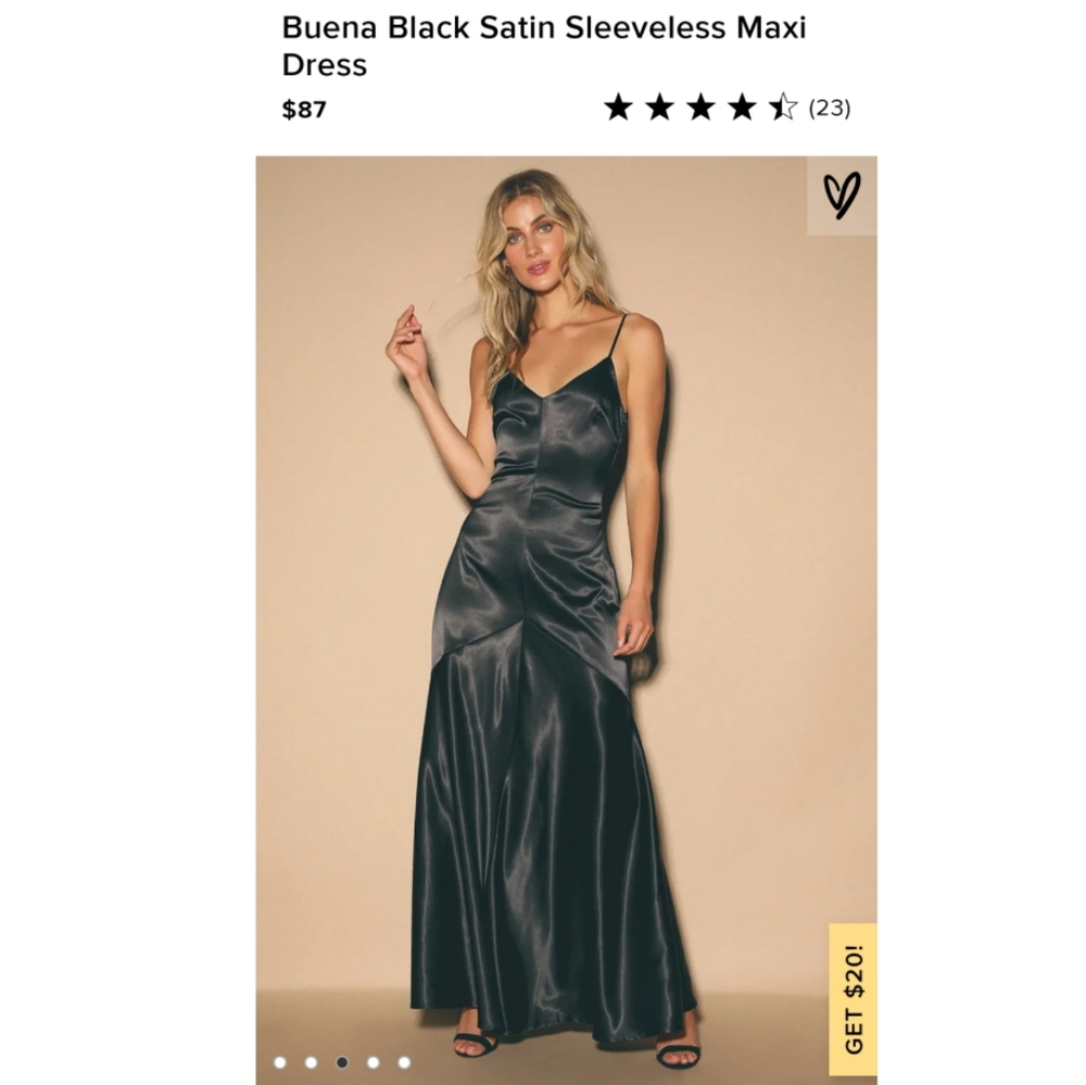 NWT LULUS Buena black satin maxi dress